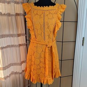 Prairie Crochet Frill Orange Lace Dress